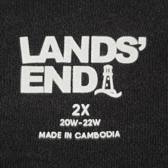 Lands End Shirt Womens Black Long Sleeve Plus Size 2X Popover V-Neck - Picture 4 of 8